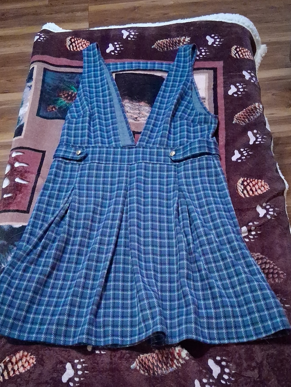American Eagle Outfitters Blue Plaid Womens' Jumper Dress